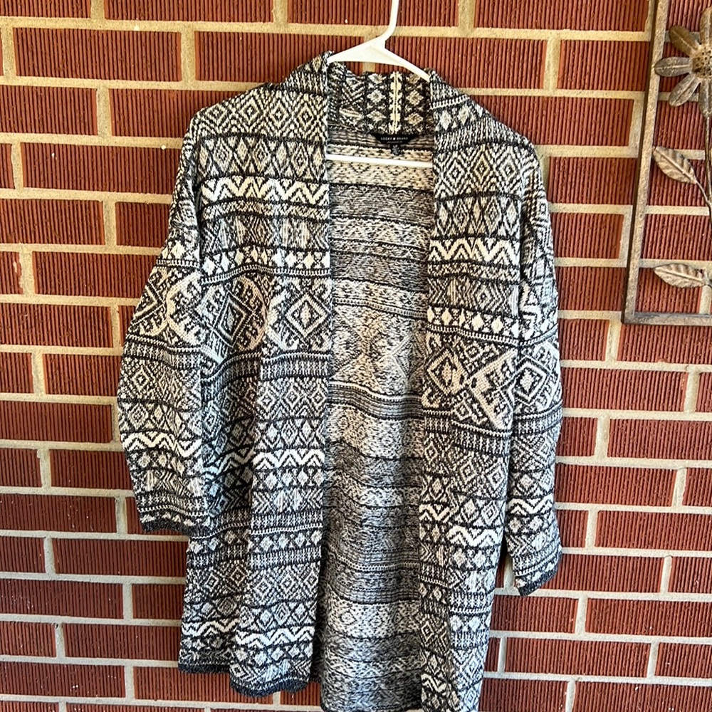 Lucky Brand Black and White Patterned Cardigan